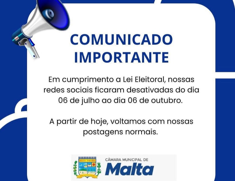 Comunicado sobre as redes sociais da cmara de Malta